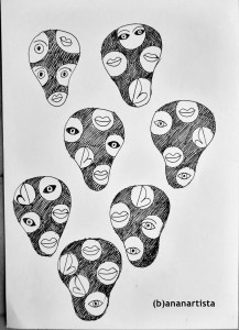 "7 FACES" - pen on paper - (b)ananartista 20013