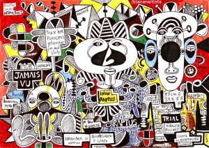 "RAPTUS" - (b)ananartista 20013 - mixed media on A4 paper ----- this is up for AUCTION -- how much can you offer ? >>>>>>>>>>>