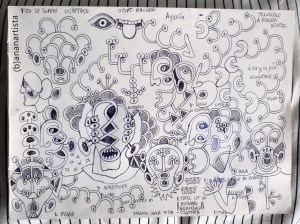 "1537" - (b)ananartista orgasmo SBUFF - mixed media on paper - http://www.bananartista.com