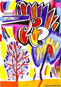 "THE RED TREE" - (b)ananartista orgasmo SBUFF - mixed media on paper - http://www.bananartista.com