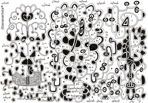 "ALTERED STATES OF CONSCIOUSNESS" - (b)ananartista orgasmo SBUFF - mixed media on paper - http://www.bananartista.com