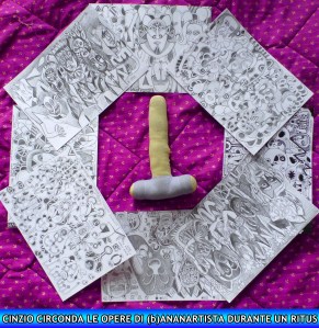 CINZIO circonda le mie opere - CINZIO surrounds my artworks - (b)ananartista orgasmo SBUFF