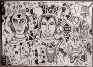 "EDEN" - (b)ananartista orgasmo SBUFF - mixed media on paper - http://www.bananartista.com