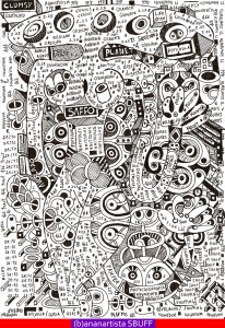 "EROTIC PLANET SAFFO" - (b)ananartista orgasmo SBUFF - mixed media on paper - http://www.bananartista.com