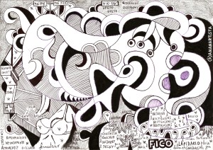 "SONO UN FICO LAPIDARIO" - (b)ananartista orgasmo SBUFF - mixed media on paper - http://www.bananartista.com