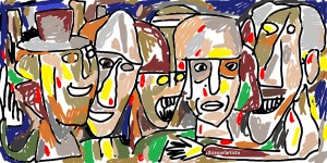 "IL CONCILIO DEI POTENTI" - (b)ananartista orgasmo Sbuff - digital art - www.bananartista.com