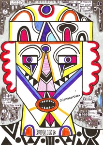 "SONO UN INVOLUCRO DI SOGNI" - (b)ananartista orgasmo SBUFF - mixed media on paper - http://www.bananartista.com