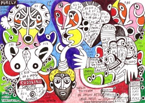 "L'ANNUNCIAZIONE" - (b)ananartista orgasmo SBUFF - mixed media on paper - http://www.bananartista.com