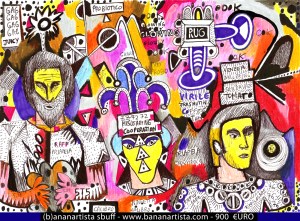 "MISLEADING COOPERATION" - (b)ananartista orgasmo SBUFF - mixed media on paper - http://www.bananartista.com