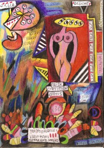 "THE ORGY" - (b)ananartista orgasmo SBUFF - mixed media on paper - http://www.bananartista.com