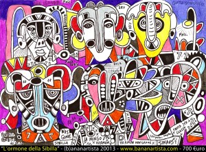 "MISLEADING COOPERATION" - (b)ananartista orgasmo SBUFF - mixed media on paper - http://www.bananartista.com