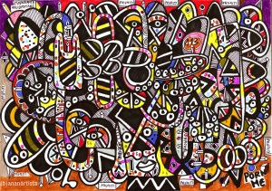 "PORN ME" - (b)ananartista orgasmo SBUFF - mixed media on paper - http://www.bananartista.com