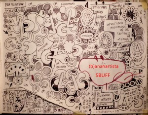 "PROFONDISSIMO EROS" - (b)ananartista orgasmo SBUFF - mixed media on paper - http://www.bananartista.com