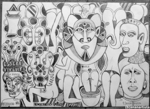 "IL SIGNORE DEI SEDERI" - (b)ananartista orgasmo SBUFF - mixed media on paper - http://www.bananartista.com