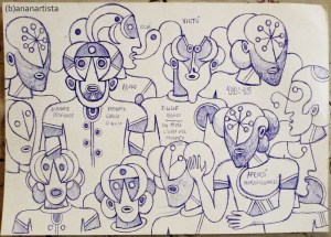 “THE VIRTUE” – pen on A4 paper – (b)ananartista orgasmo sbuff 20012