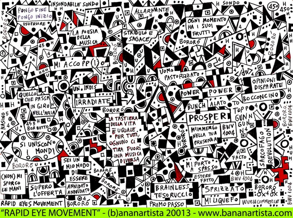 "RAPID EYE MOVEMENT - si uniscono i mondi" - mixed media on A4 paper - www.bananartista.com special offer >>> *** 250 €URO *** + free shipping