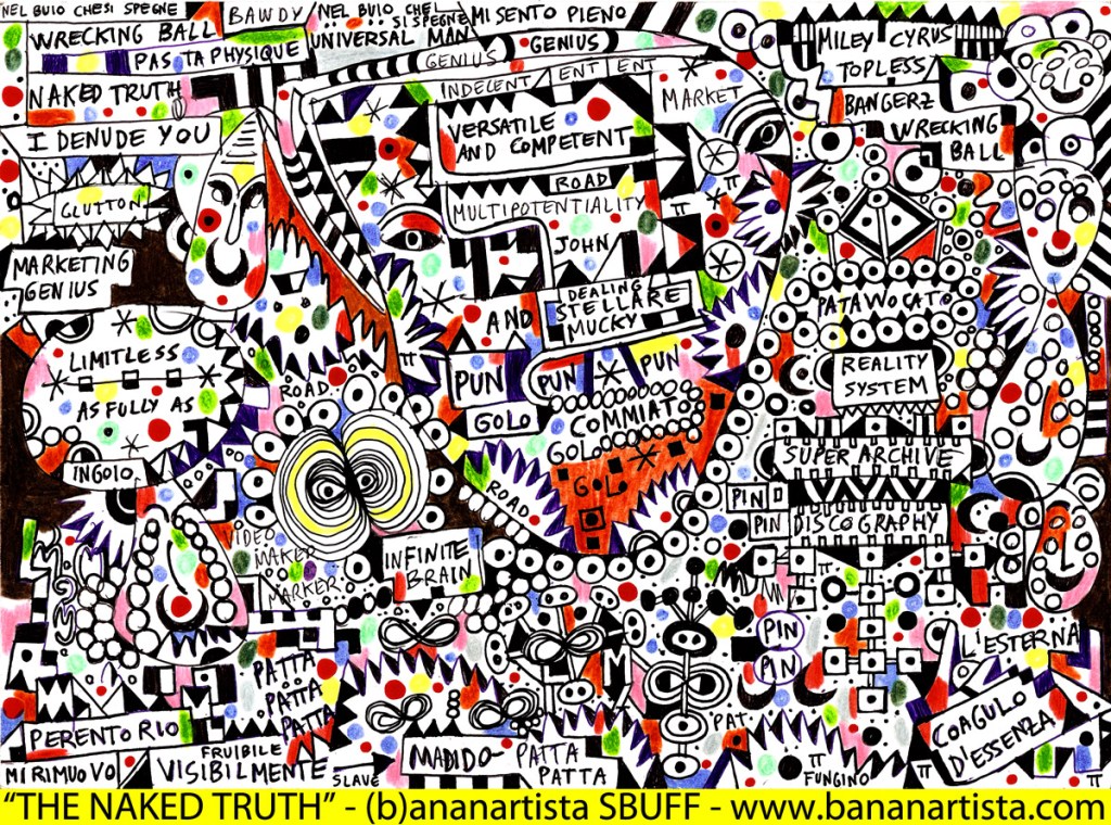 "THE NAKED TRUTH - LA NUDA VERITA" - mixed media on A4 paper - www.bananartista.com special offer >>> *** 150 €URO *** + free shipping