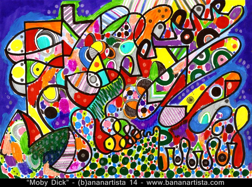 moby dick mixed media abstract art painting of (b)ananartista inspired by the novel