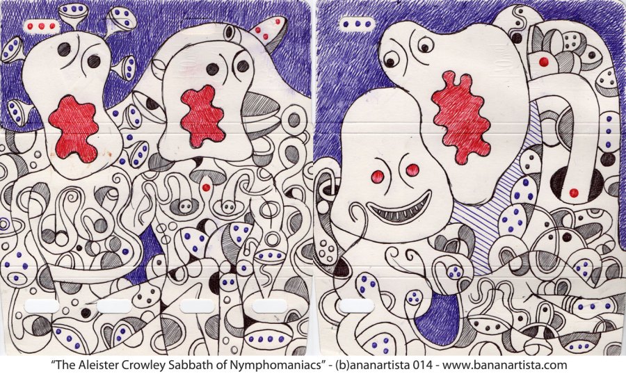 the aleister crowley sabbath of nymphomaniacs erotic painting by artist and occultist (b)ananartista