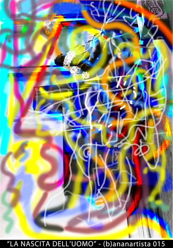 la nascita dell'uomo digital artwork di (b)ananartista ritratto