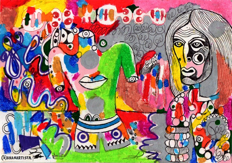 the feyman diagram is a painting by (b)ananartista about the magic mountain of thomas mann