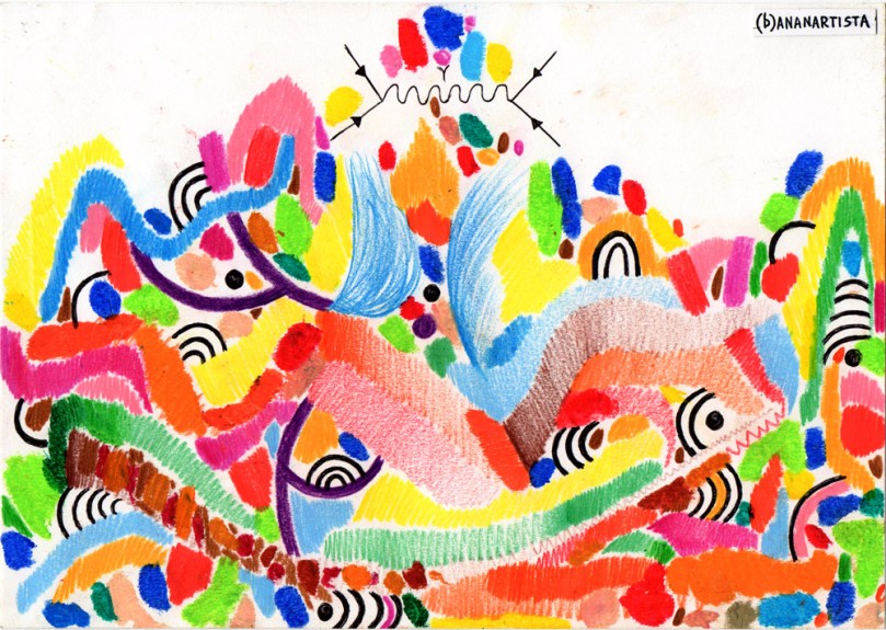 the feyman diagram is a painting by (b)ananartista about the magic mountain of thomas mann