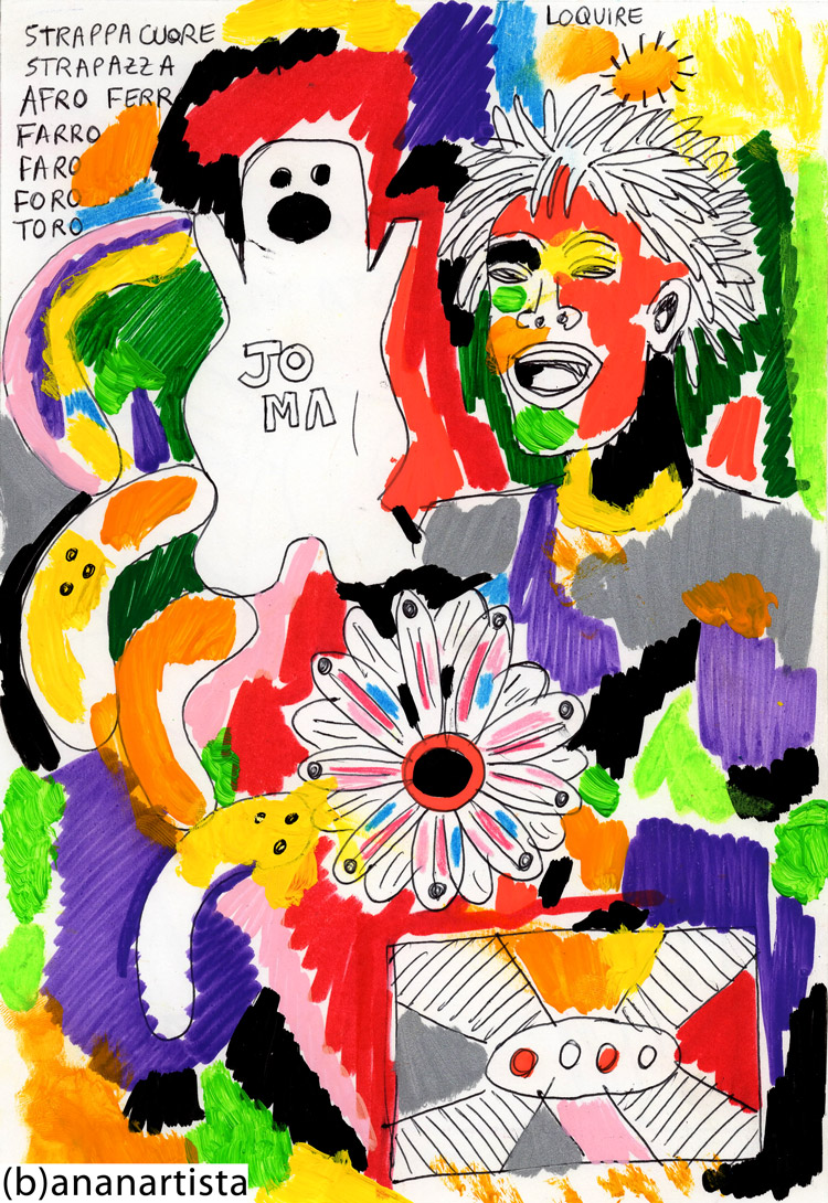 AFRO FARRO SPELT drawing painting and outsider figurative contemporary artwork by (b)ananartista sbuff © 2015 all rights reserved