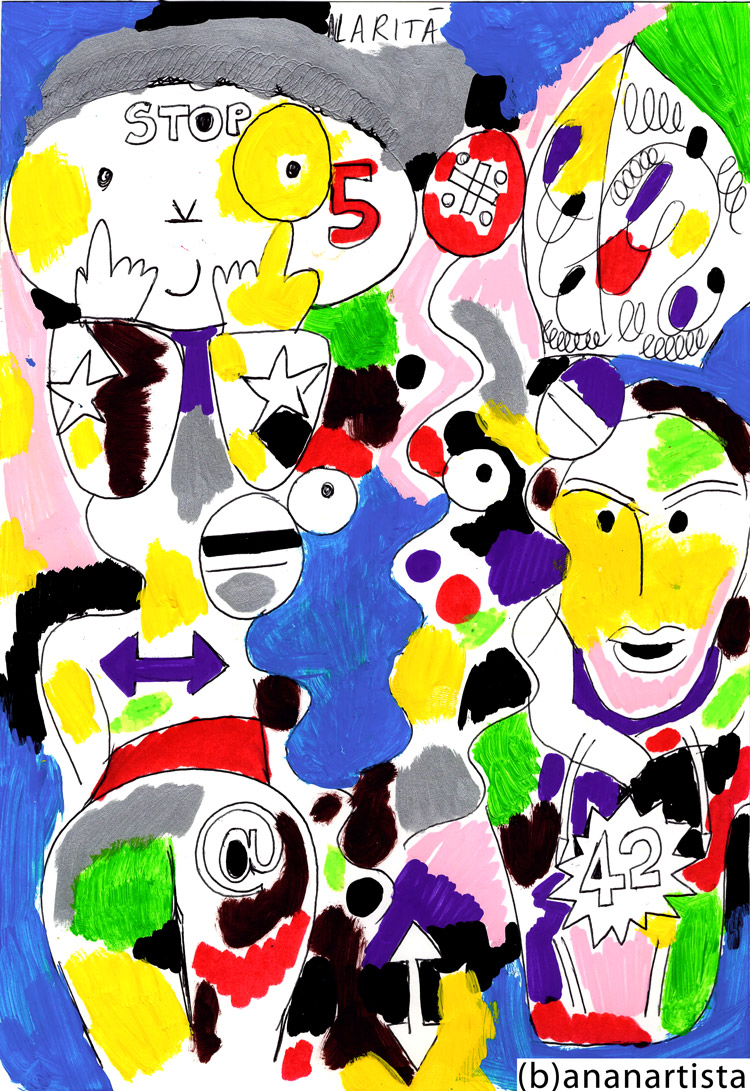 L'ILARITà DI UN NUDO SBARAZZINO drawing painting and outsider figurative contemporary erotic artwork by (b)ananartista sbuff © 2015 all rights reserved