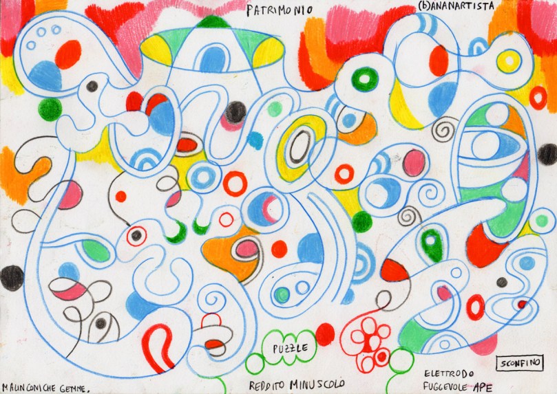 MALINCONICHE GEMME dipinto astratto tecnica mista su carta di (b)ananartista orgasmo sbuff © 2015 all rights reserved