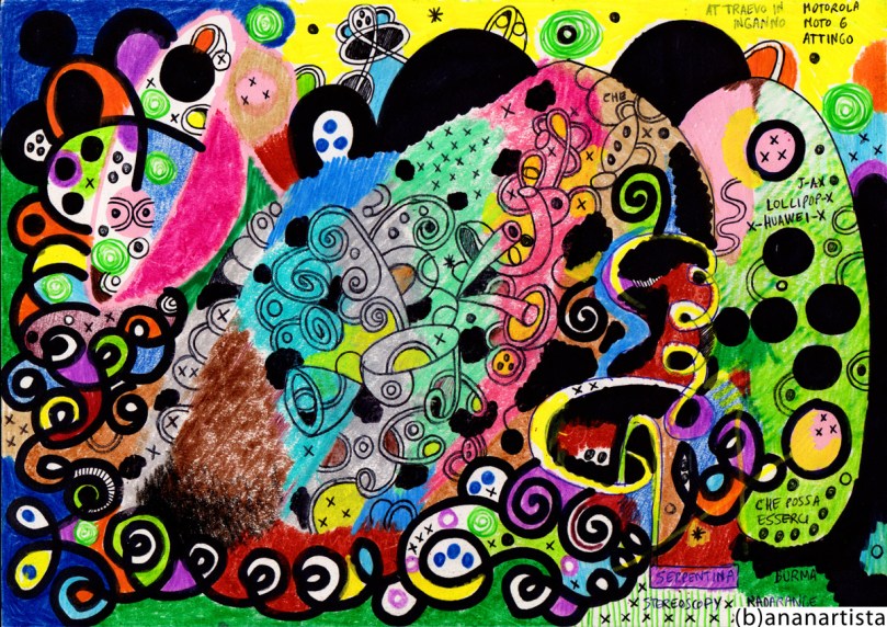 lollipop stereoscopy drawing painting and outsider abstract contemporary artwork by (b)ananartista sbuff © 2015 all rights reserved