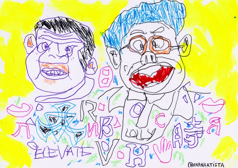 TUTTI IN CAMPO CON LOTTI drawing painting and outsider abstract contemporary artwork by (b)ananartista sbuff © 2015 all rights reserved