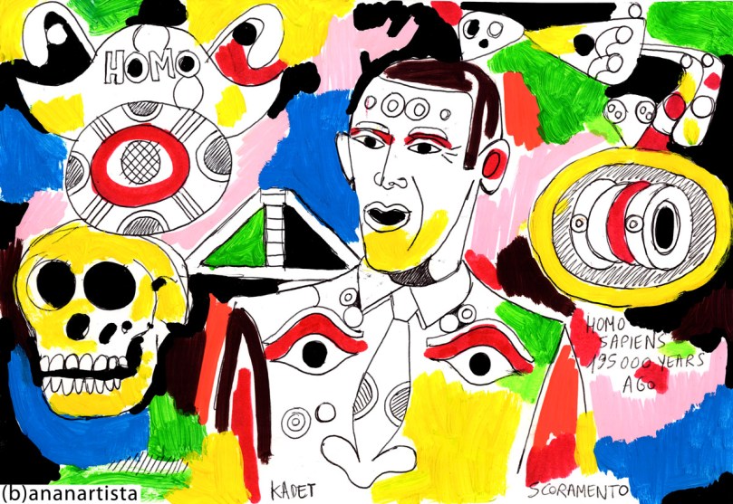 PORTRAIT OF BARACK OBAMA drawing painting and outsider figurative contemporary pop artwork by (b)ananartista sbuff © 2015 all rights reserved