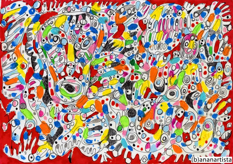 I LAZZI DI ARLECCHINO outsider art painting by (b)ananartista sbuff © 2015 all rights reserved