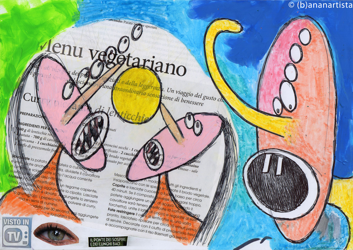 TELEVISION SPICY KISSES painting by (b)ananartista sbuff © 2015 all rights reserved