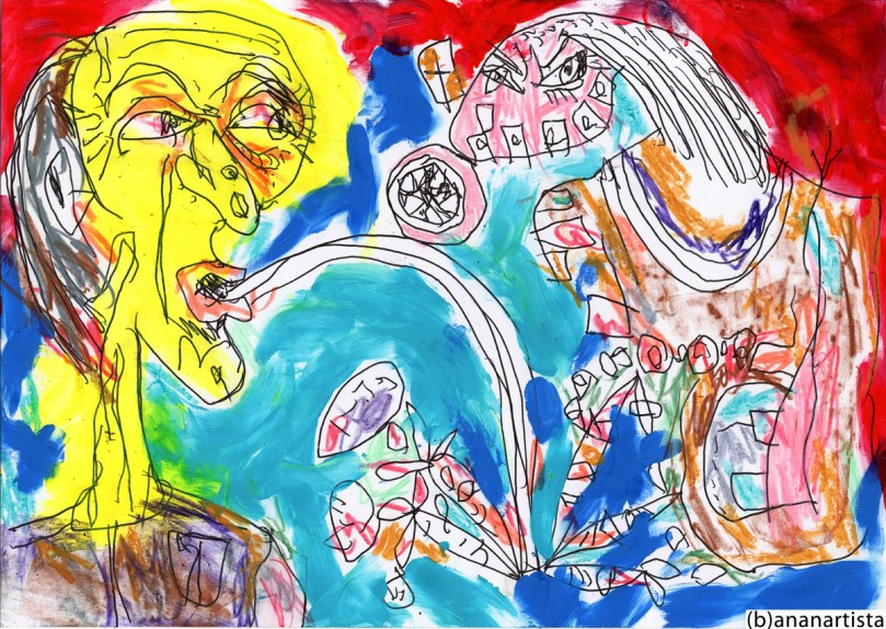 LO SPUTO THE SPIT painting and outsider portrait contemporary artwork by (b)ananartista sbuff © 2015 all rights reserved