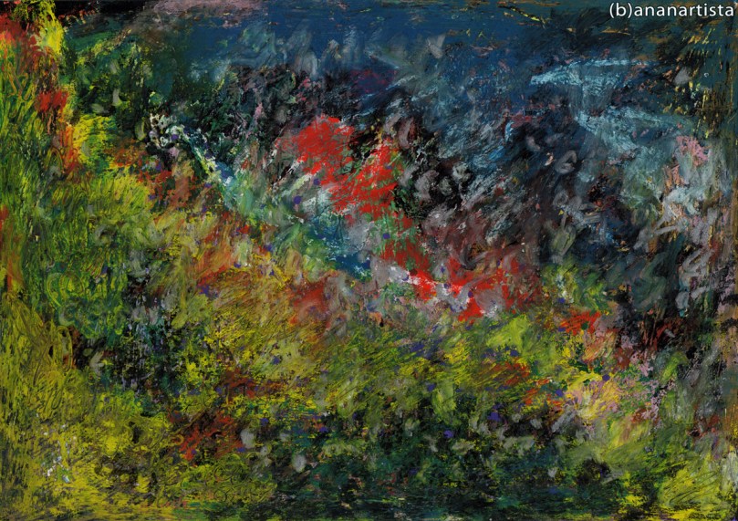 THUNDERSTORM IN THE ALPS abstract painting by (b)ananartista sbuff © 2015 all rights reserved