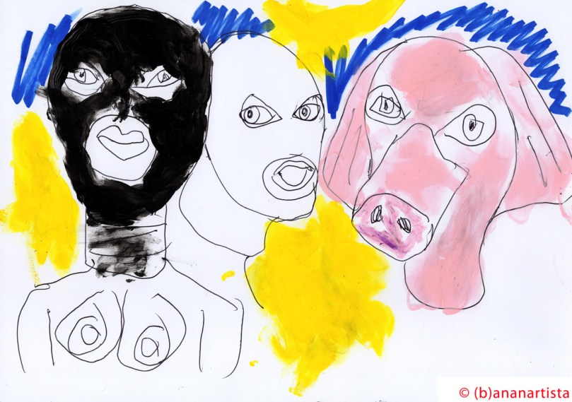 GIRLS IN SEXY LATEX MASKS collage by (b)ananartista sbuff © 2015 all rights reserved