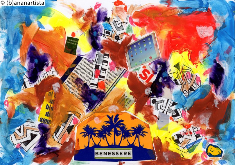 L'OASI DEL BENESSERE mixed media collage by (b)ananartista sbuff © 2016 all rights reserved