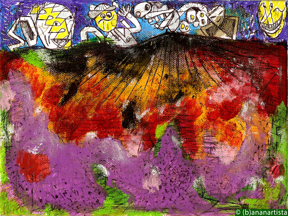 NEW HORIZONS OPEN UP mixed media abstract art by (b)ananartista sbuff © 2016 all rights reserved