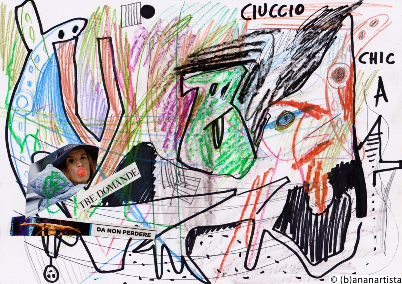 THREE UNANSWERED QUESTIONS mixed media collage by (b)ananartista SBUFF