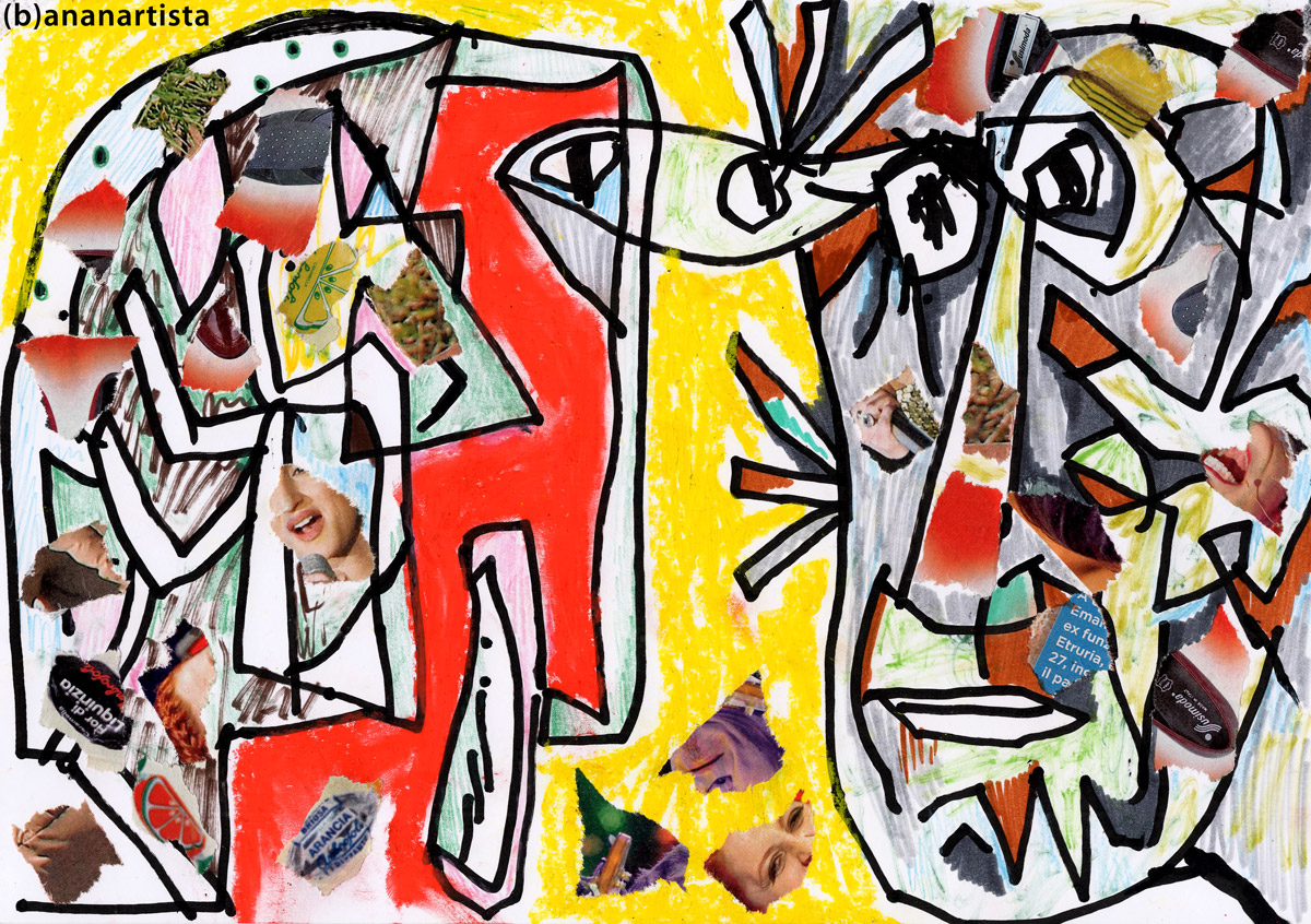 WHAT DID THE LADY FORGET? mixed media collage by (b)ananartista sbuff © 2016 all rights reserved