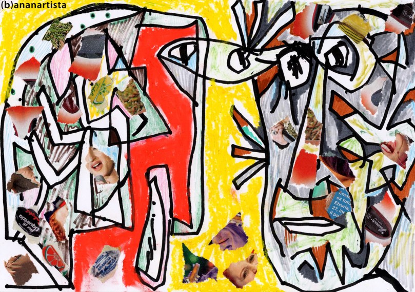 WHAT DID THE LADY FORGET? mixed media collage by (b)ananartista sbuff © 2016 all rights reserved