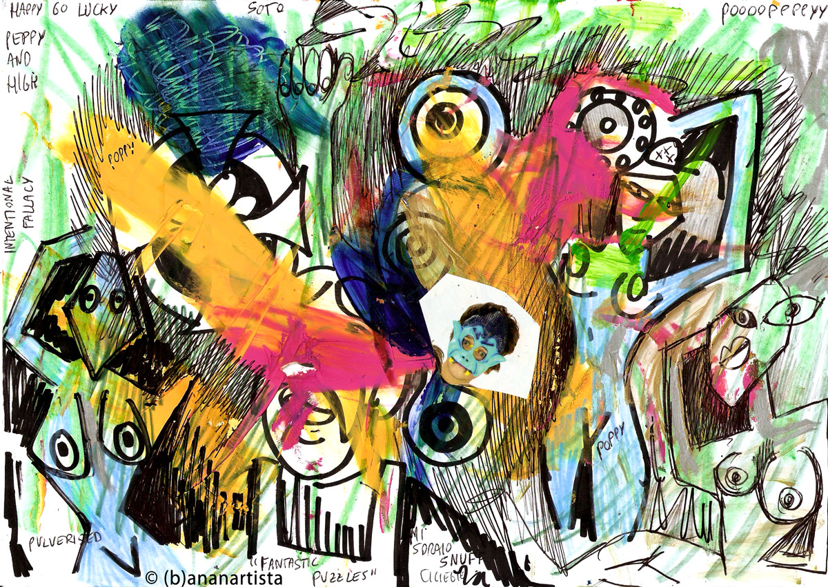 FANTASTIC PUZZLE OF NUDE GIRLS collage mixed media art by (b)ananartista sbuff © 2016 all rights reserved