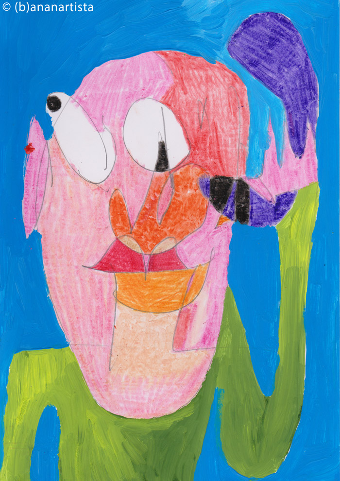 HUMAN ANSWERING THE PHONE acrylic painting by (b)ananartista sbuff © 2016 all rights reserved