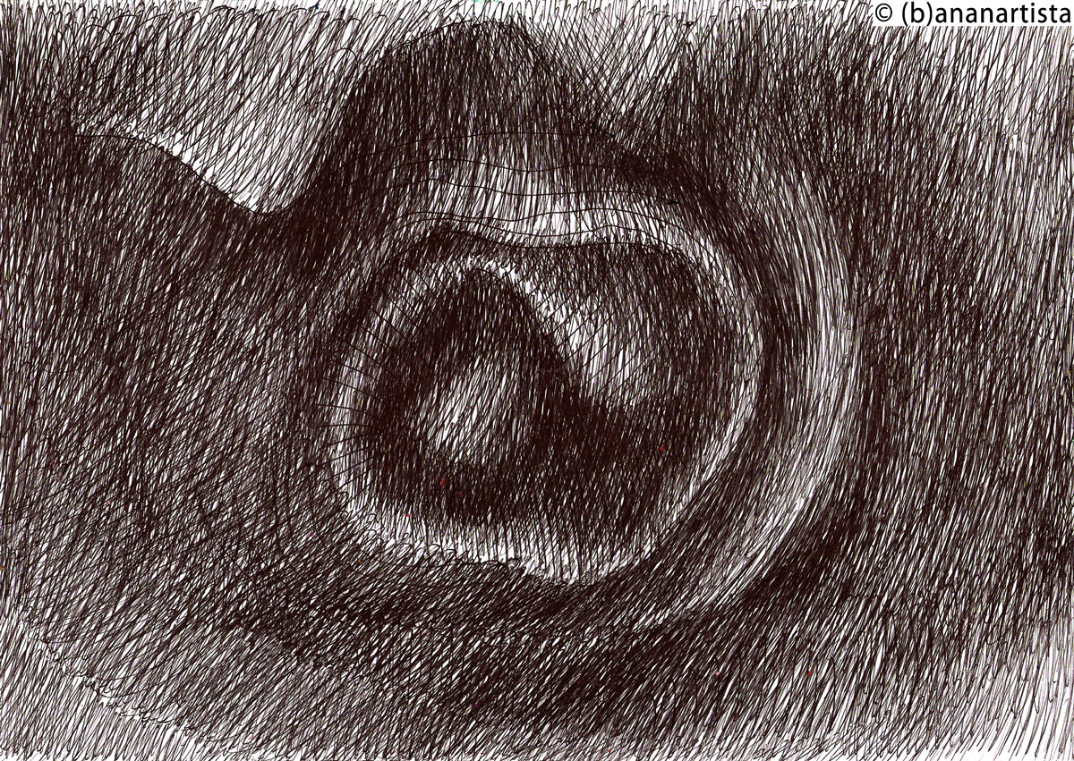 POSSESSED BY A NEGATIVE EMOTION abstract drawing by (b)ananartista sbuff © 2016 all rights reserved