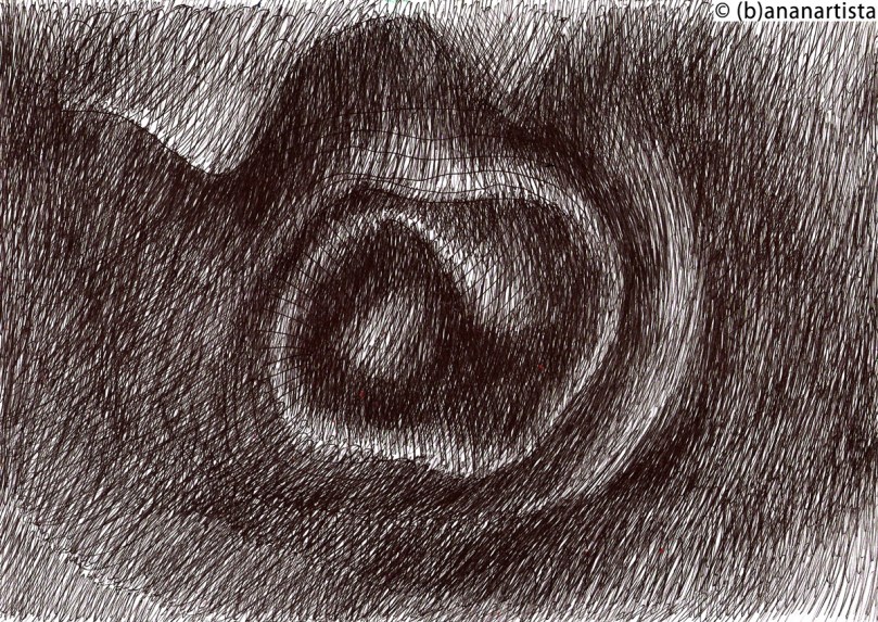 POSSESSED BY A NEGATIVE EMOTION abstract drawing by (b)ananartista sbuff © 2016 all rights reserved