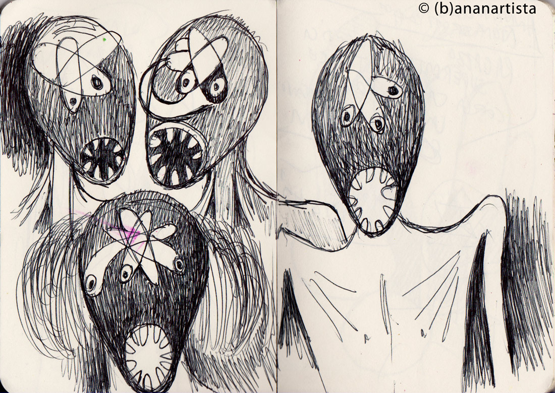 PRISONERS IN THE GULAG portrait drawing by (b)ananartista sbuff © 2016 all rights reserved