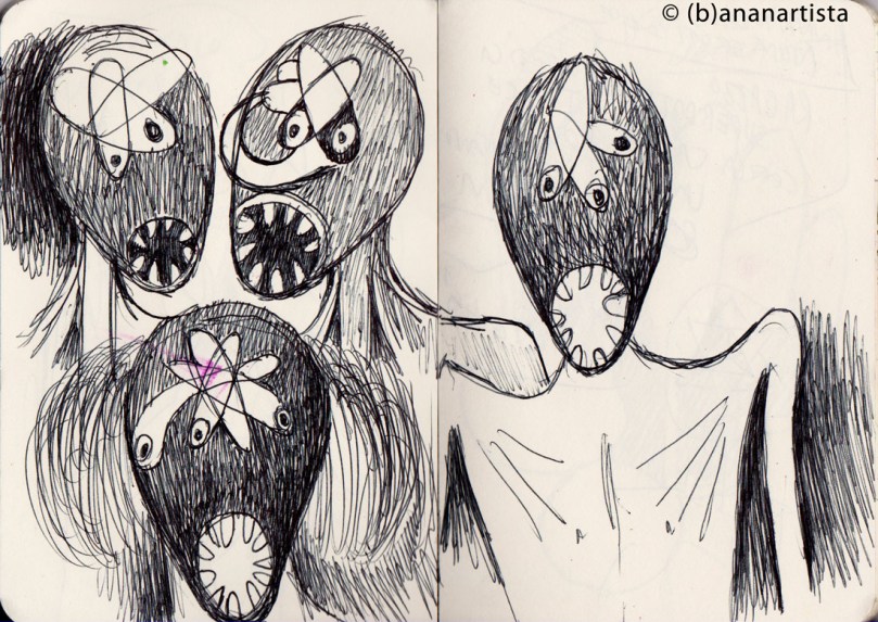 PRISONERS IN THE GULAG portrait drawing by (b)ananartista sbuff © 2016 all rights reserved