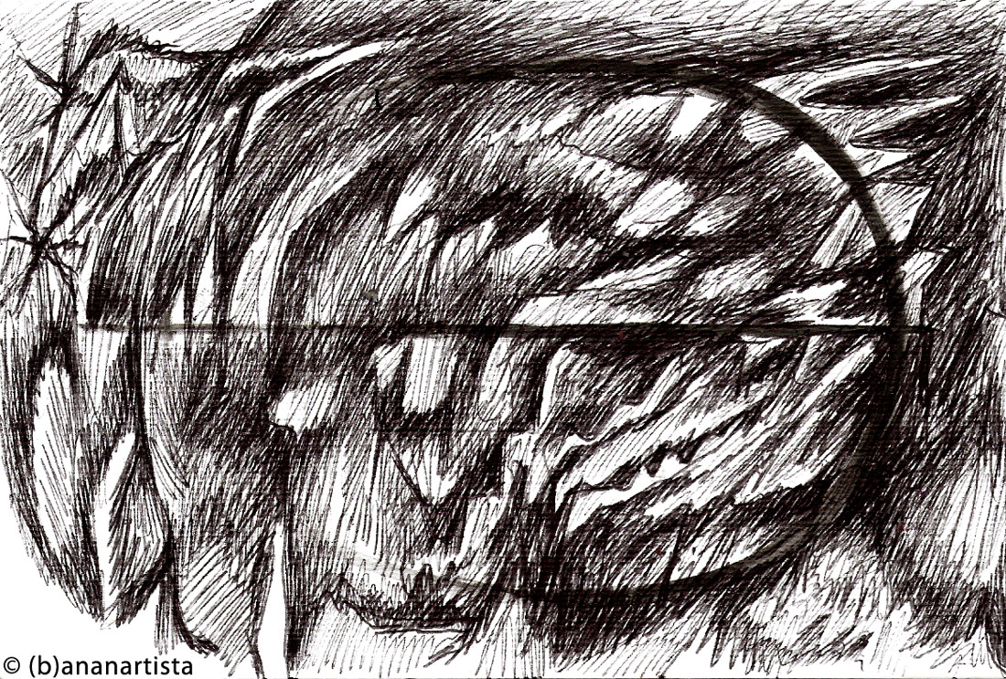 STURM UND DRANG abstract drawing by (b)ananartista sbuff © 2016 all rights reserved