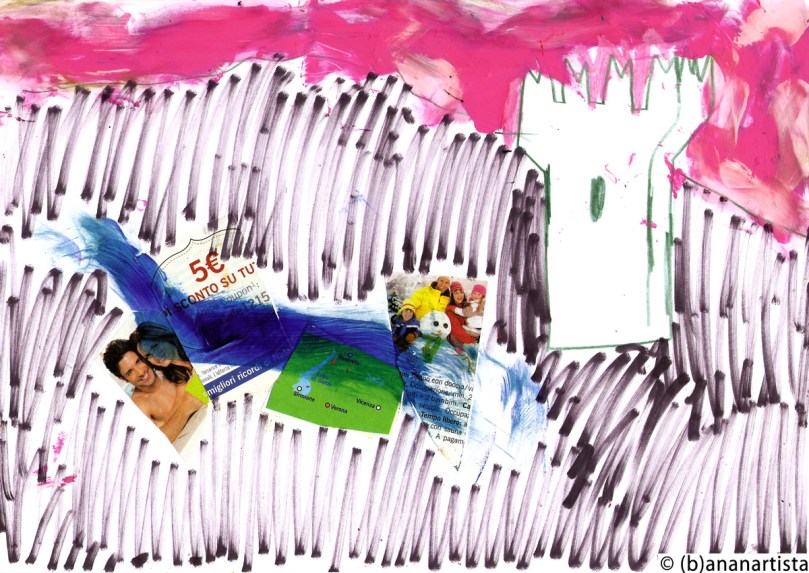 HOLIDAY IN SIRMIONE collage mixed media art by (b)ananartista sbuff © 2016 all rights reserved